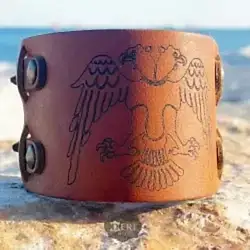 Selçuklu Barış Kartalı Deri Bileklik - Çift Kayışlı Model - Kolye Hediye Selçuklu Barış Kartalı Deri Bileklik - Çift Kayışlı Model - Kolye Hediye