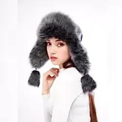 Almila Gri Boz Kürklü Kadın Deri Şapka, Börk Modelimiz Almila Gri Boz Kürklü Kadın Deri Şapka, Börk Modelimiz