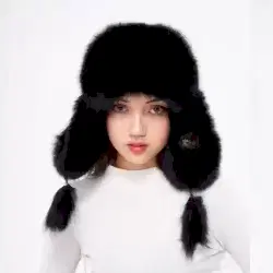 %100 Hakiki Tilki Kürklü Ushanka Kadın Deri Şapka - Stil ve Sıcaklık %100 Hakiki Tilki Kürklü Ushanka Kadın Deri Şapka - Stil ve Sıcaklık