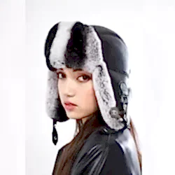 Gri Tavşan Kürklü Ushanka Kadın Deri Şapka | Derisitesi Gri Tavşan Kürklü Ushanka Kadın Deri Şapka | Derisitesi