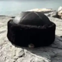 Erkek Koyun Derisi Siyah Şapka - Kürklü Kışlık Outdoor Şapka