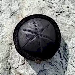 Erkek Koyun Derisi Siyah Şapka - Kürklü Kışlık Outdoor Şapka