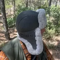 Erkek Koyun Derisi Pilot Şapka - Kışlık Outdoor Şapka - Ushanka