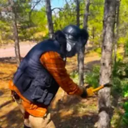 Siyah Tilki Kürklü Deri Şapka - Kışlık Tilki Kürklü Outdoor Şapka