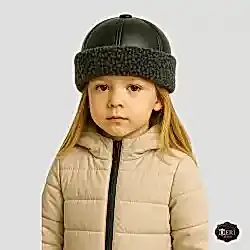 Kamru Kız Deri Börk Kışlık Gri Kıvırcık Kuzu Kürklü Şapka