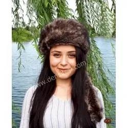 Banu Çiçek Katun Kurt Tüyü Desenli Kadın Deri Börk, Şapka Modelimiz Banu Çiçek Katun Kurt Tüyü Desenli Kadın Deri Börk, Şapka Modelimiz